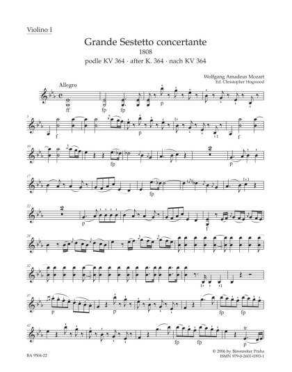 Grande Sestetto concertante (1808) podle Sinfonie concertante KV 364